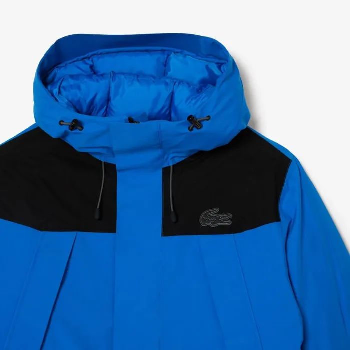 Jackets and Coats Men Lacoste Men039s Colorblock Multipocket Hooded Parka Blue Black Izk