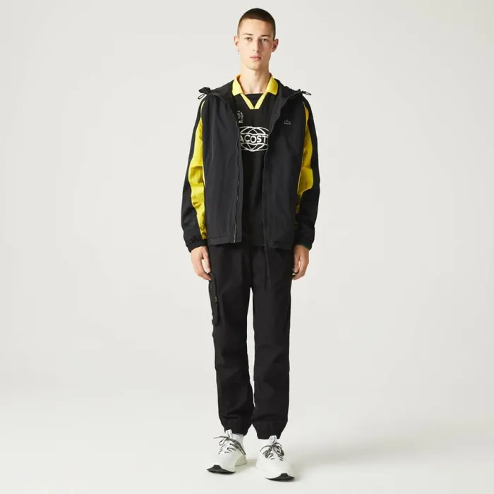 Jackets and Coats Men Lacoste Men039s Heritage Colorblock Jacket Black Yellow Tj6