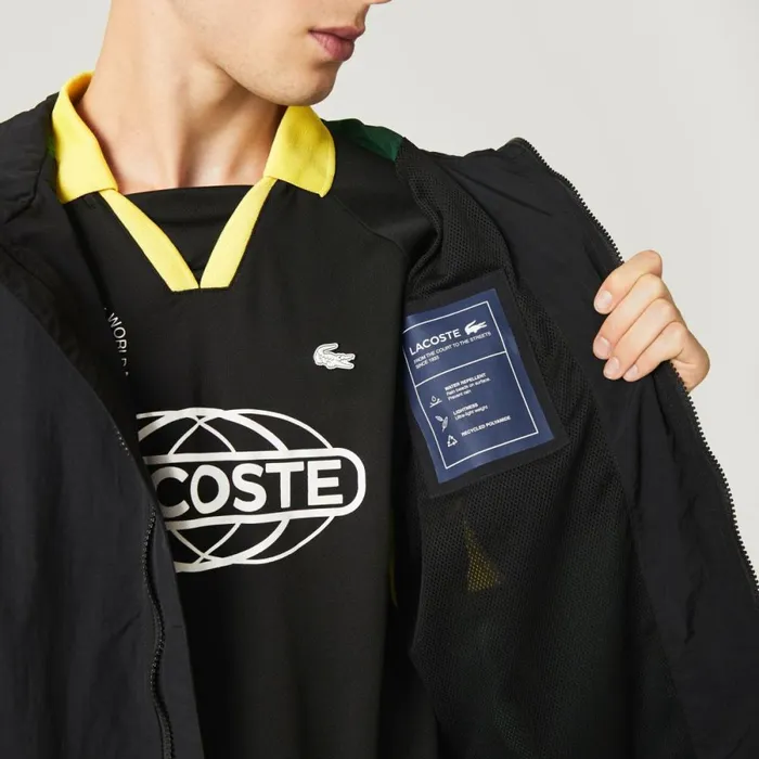 Jackets and Coats Men Lacoste Men039s Heritage Colorblock Jacket Black Yellow Tj6