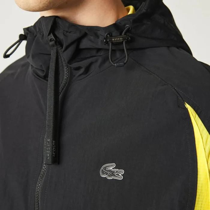 Jackets and Coats Men Lacoste Men039s Heritage Colorblock Jacket Black Yellow Tj6