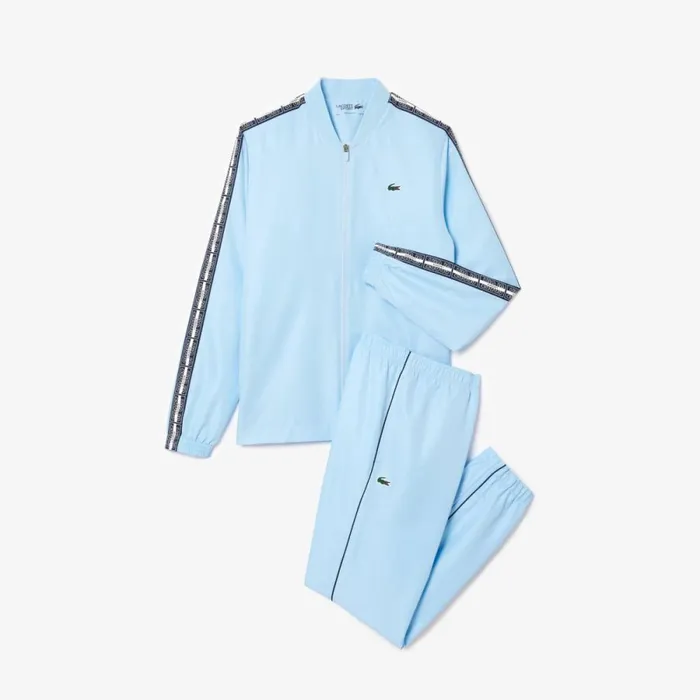 Jackets and Coats Men Lacoste Men039s Recycled Fabric Tennis Sweatsuit Pastel Blue Hbp