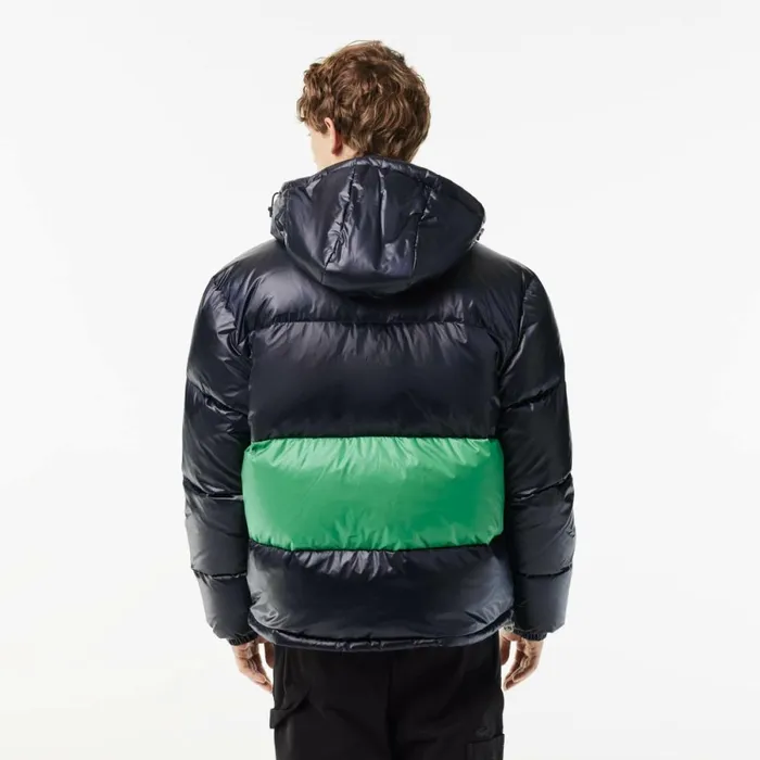 Jackets and Coats Men Lacoste Men039s Reversible Colorblock Accent Down Jacket Navy Blue White Grey Qiw
