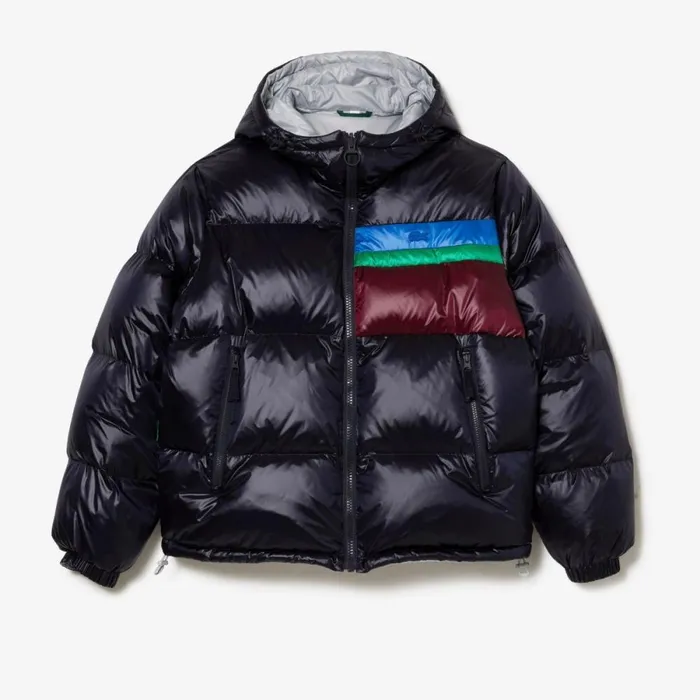 Jackets and Coats Men Lacoste Men039s Reversible Colorblock Accent Down Jacket Navy Blue White Grey Qiw