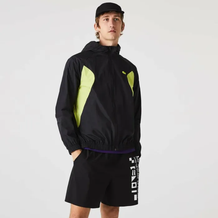 Jackets and Coats Men Lacoste Men039s SPORT Packable Windbreaker Black Yellow 60r Jackets and Coats Men Lacoste Men039s SPORT Packable Windbreaker Black Yellow 60r