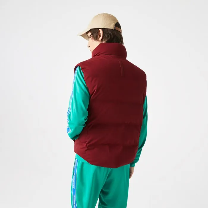 Jackets and Coats Men Lacoste Men039s Stowable Hood Vest Bordeaux Zs1