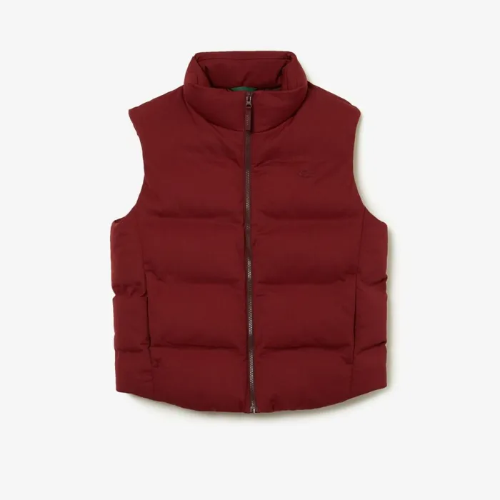 Jackets and Coats Men Lacoste Men039s Stowable Hood Vest Bordeaux Zs1