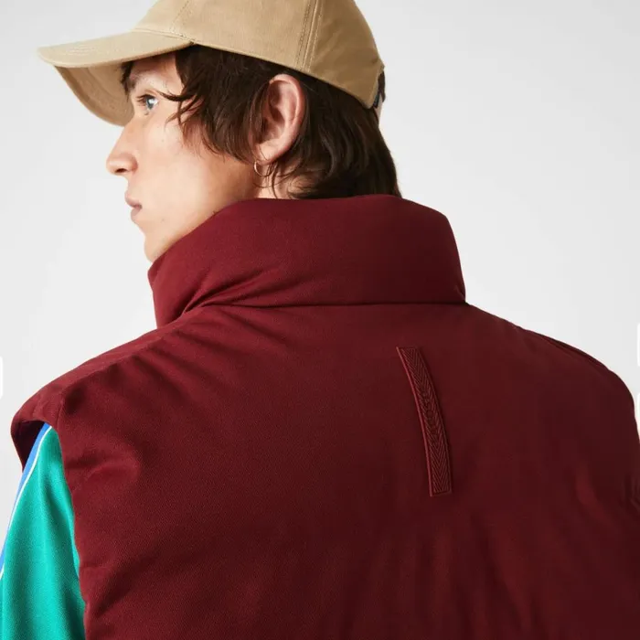 Jackets and Coats Men Lacoste Men039s Stowable Hood Vest Bordeaux Zs1