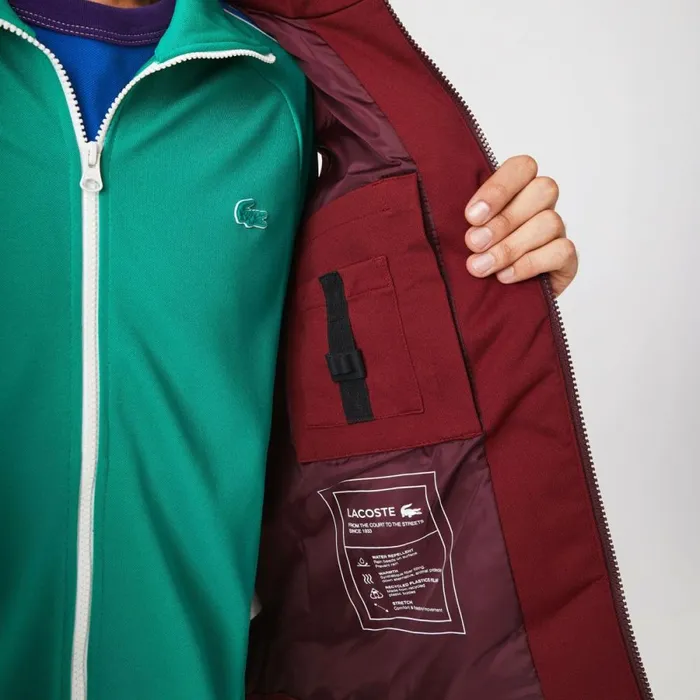 Jackets and Coats Men Lacoste Men039s Stowable Hood Vest Bordeaux Zs1