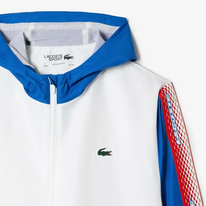 Jackets and Coats Men Lacoste Mens Regular Fit Tennis Sweatsuit White Blue White Wmi