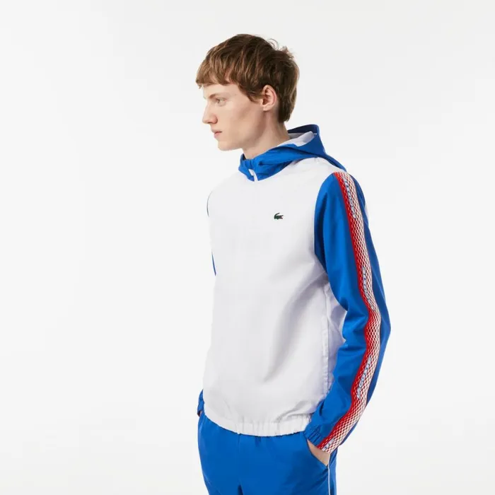 Jackets and Coats Men Lacoste Mens Regular Fit Tennis Sweatsuit White Blue White Wmi
