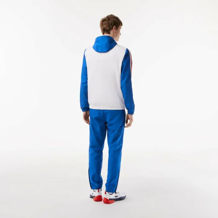 Jackets and Coats Men Lacoste Mens Regular Fit Tennis Sweatsuit White Blue White Wmi