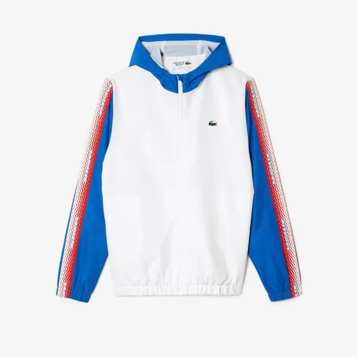 Jackets and Coats Men Lacoste Mens Regular Fit Tennis Sweatsuit White Blue White Wmi