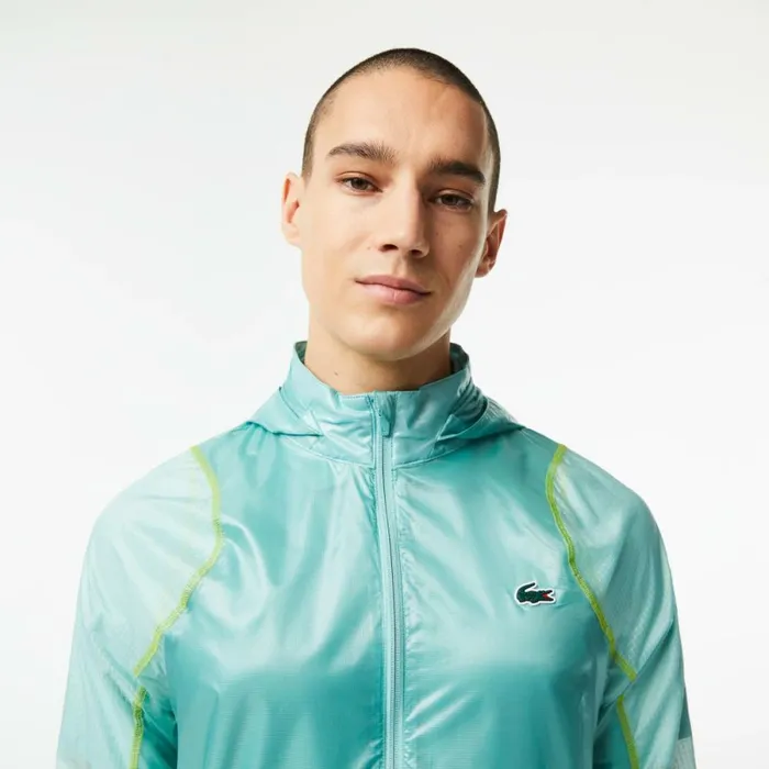 Jackets and Coats Men Lacoste Mens SPORT Waterproof Windbreaker Green Light Green Yellow Br8