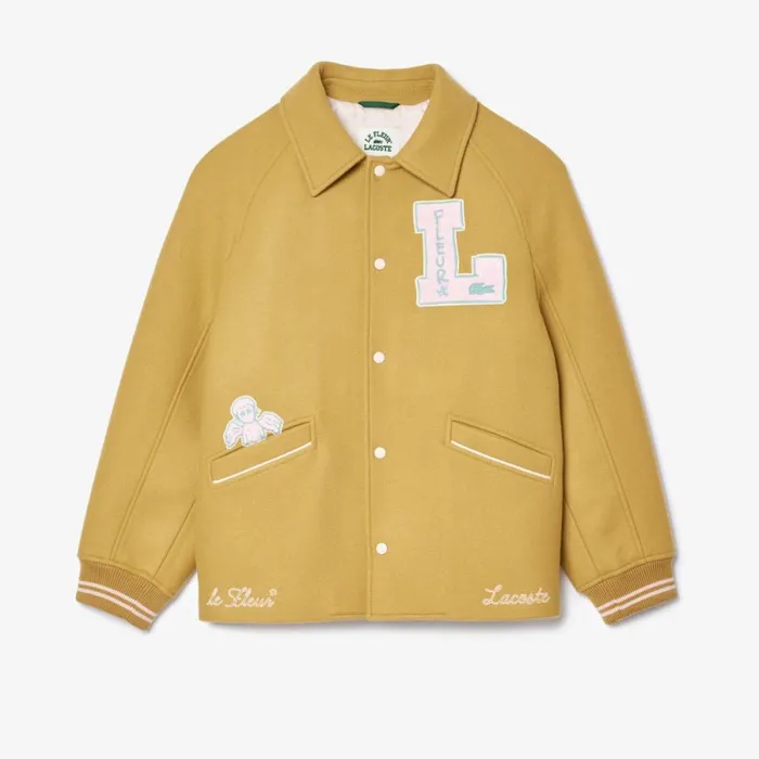 Jackets and Coats MenWomen Lacoste Lacoste X Le FLEUR Varsity Jacket Yellow Tei Jackets and Coats MenWomen Lacoste Lacoste X Le FLEUR Varsity Jacket Yellow Tei
