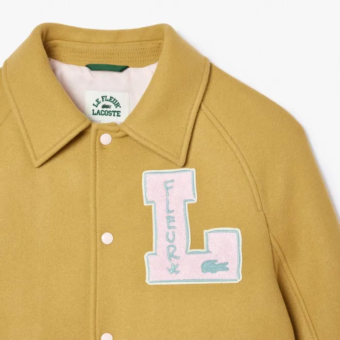 Jackets and Coats MenWomen Lacoste Lacoste X Le FLEUR Varsity Jacket Yellow Tei