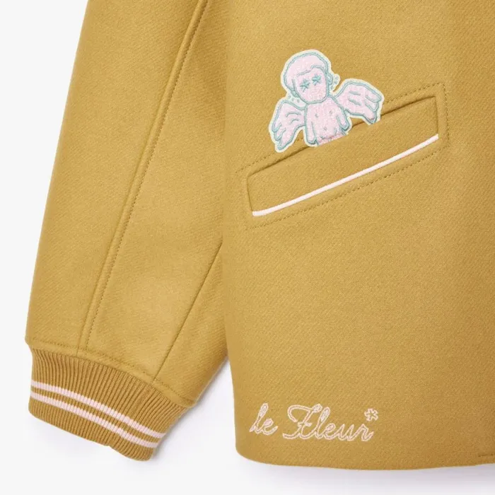 Jackets and Coats MenWomen Lacoste Lacoste X Le FLEUR Varsity Jacket Yellow Tei
