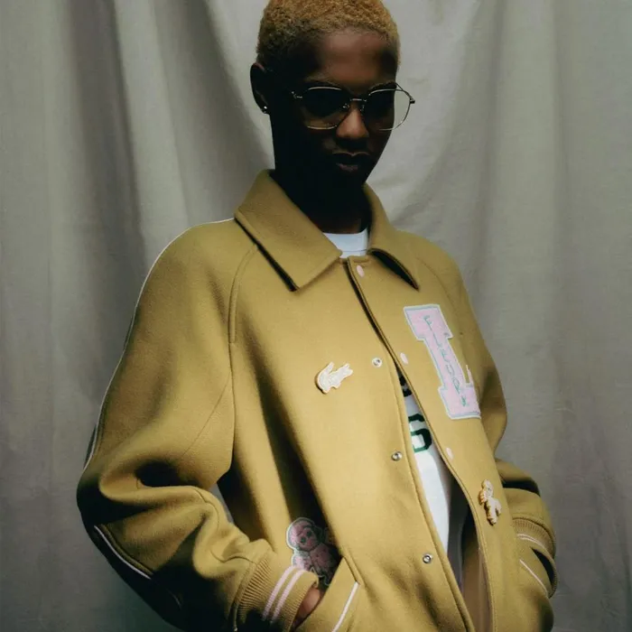 Jackets and Coats MenWomen Lacoste Lacoste X Le FLEUR Varsity Jacket Yellow Tei