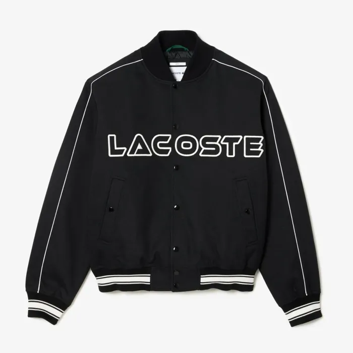 Jackets and Coats MenWomen Lacoste Unisex Embroidered Cotton Twill Bomber Jacket Black 031
