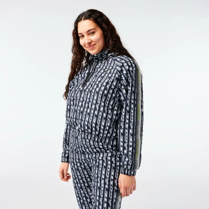 Jackets and Coats Women Lacoste Womens Oversized Track Jacket Black Blue White Zi8
