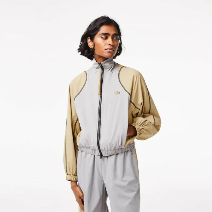 Jackets and Coats Women Lacoste Womens Oversized TwoTone Jacket Grey Beige 7mt Jackets and Coats Women Lacoste Womens Oversized TwoTone Jacket Grey Beige 7mt