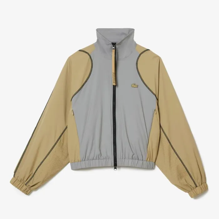 Jackets and Coats Women Lacoste Womens Oversized TwoTone Jacket Grey Beige 7mt