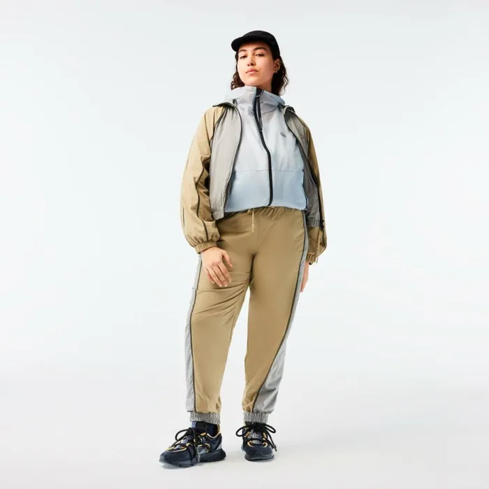 Jackets and Coats Women Lacoste Womens Oversized TwoTone Jacket Grey Beige 7mt