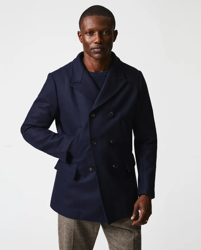 Jackets and Outerwear Men Billy Reid Bond Peacoat Navy