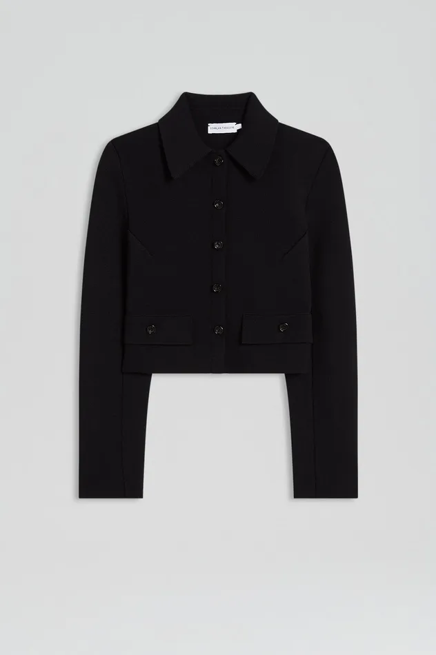 Jackets CREPE KNIT CROP BUTTON JACKET BLACK 8211 Scanlan Theodore Women