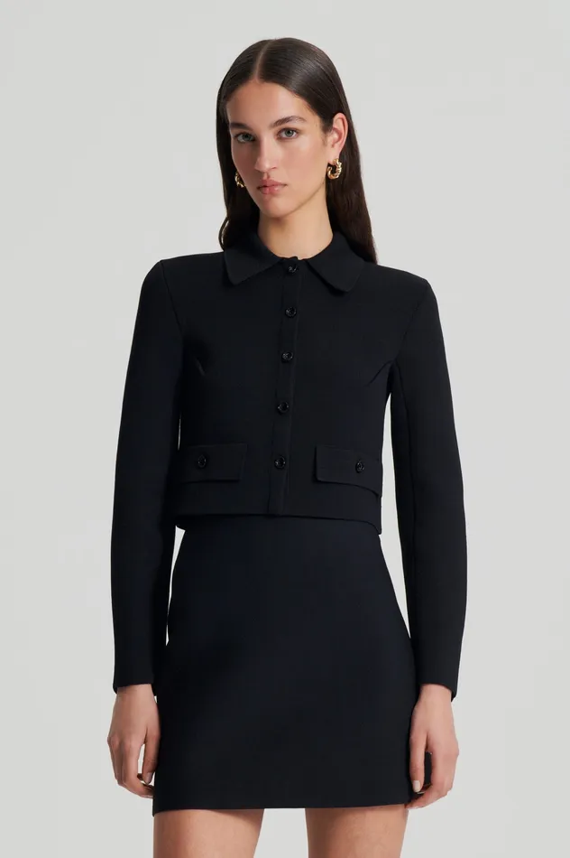 Jackets CREPE KNIT CROP BUTTON JACKET BLACK 8211 Scanlan Theodore Women