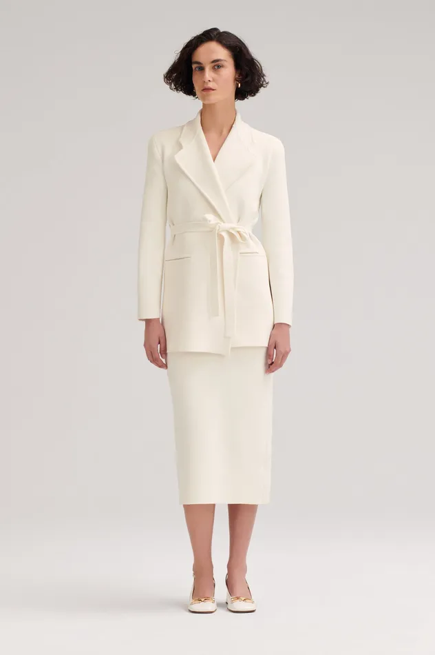 Jackets Scanlan Theodore Women CREPE KNIT LOOSE TAILORED JACKET CREAM
