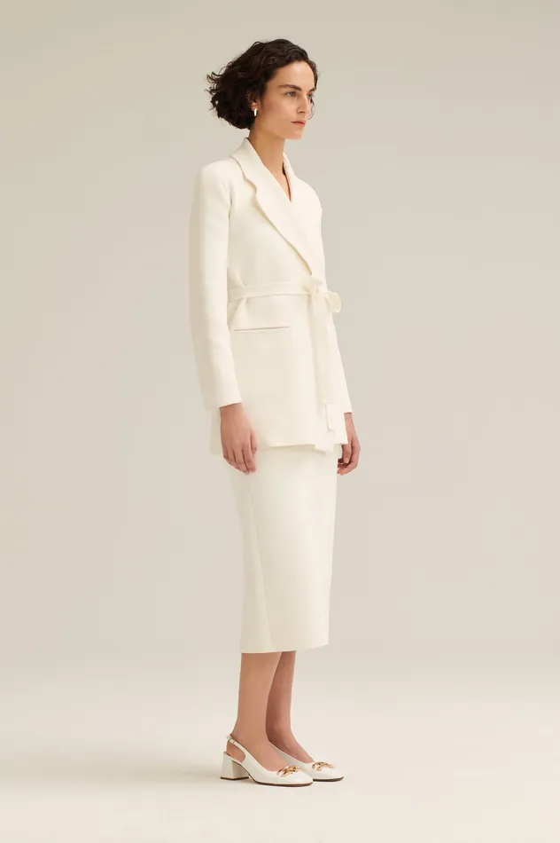 Jackets Scanlan Theodore Women CREPE KNIT LOOSE TAILORED JACKET CREAM Jackets Scanlan Theodore Women CREPE KNIT LOOSE TAILORED JACKET CREAM