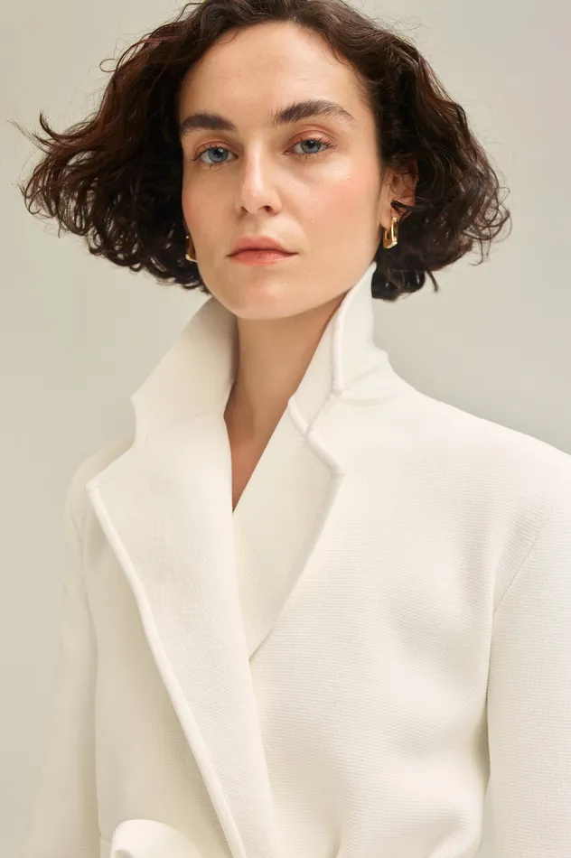 Jackets Scanlan Theodore Women CREPE KNIT LOOSE TAILORED JACKET CREAM Jackets Scanlan Theodore Women CREPE KNIT LOOSE TAILORED JACKET CREAM