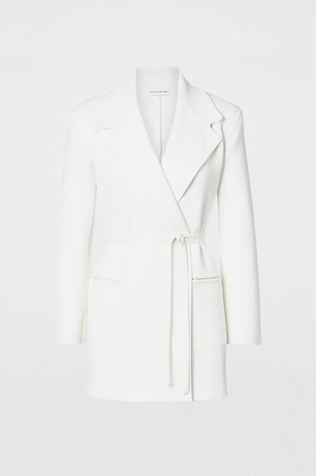 Jackets Scanlan Theodore Women CREPE KNIT LOOSE TAILORED JACKET CREAM Jackets Scanlan Theodore Women CREPE KNIT LOOSE TAILORED JACKET CREAM