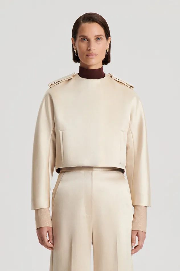 Jackets Women Scanlan Theodore CONTRAST SATIN COCOON JACKET GOLD Jackets Women Scanlan Theodore CONTRAST SATIN COCOON JACKET GOLD