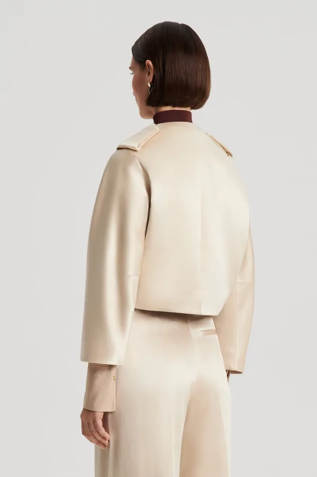 Jackets Women Scanlan Theodore CONTRAST SATIN COCOON JACKET GOLD Jackets Women Scanlan Theodore CONTRAST SATIN COCOON JACKET GOLD
