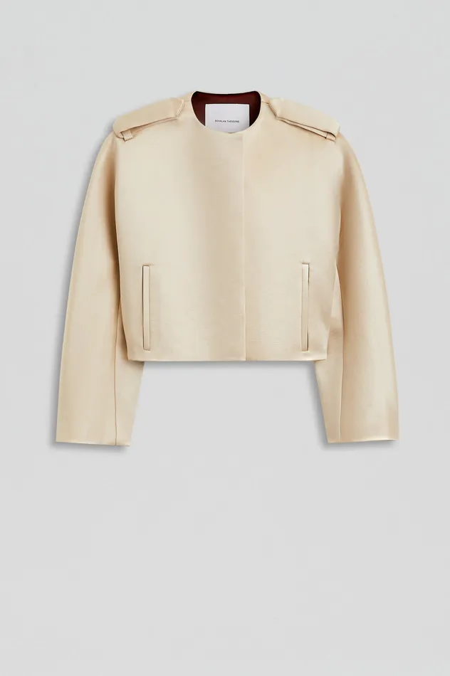 Jackets Women Scanlan Theodore CONTRAST SATIN COCOON JACKET GOLD Jackets Women Scanlan Theodore CONTRAST SATIN COCOON JACKET GOLD