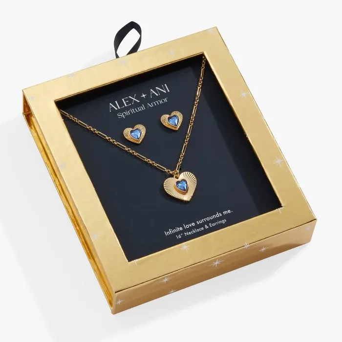Jewelry Sets Women Alex And Ani Love Charm Necklace And Stud Earring Gift Set Gold