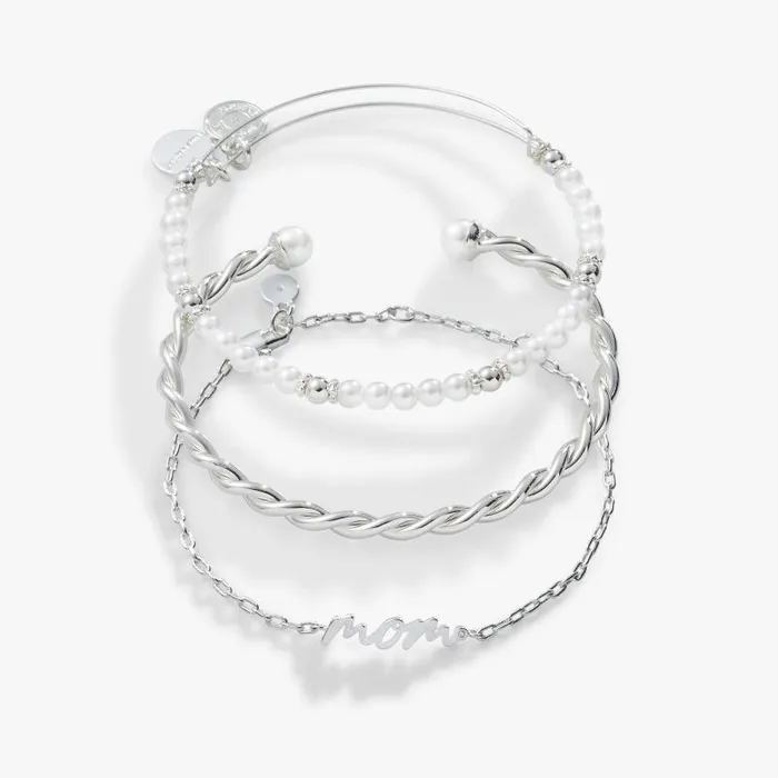 Jewelry Sets Women Alex And Ani Mom039 Script Bracelet Set Of 3 Silver