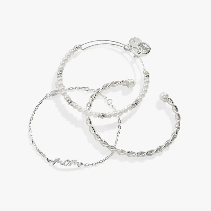 Jewelry Sets Women Alex And Ani Mom039 Script Bracelet Set Of 3 Silver