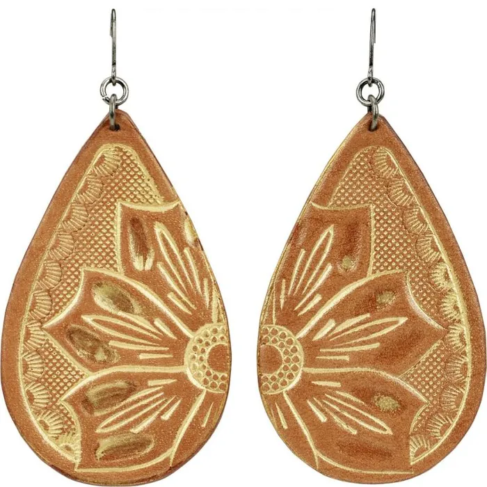 Jewelry Women Justin Boots Justin Tooled Leather Earrings Copper 040brown041