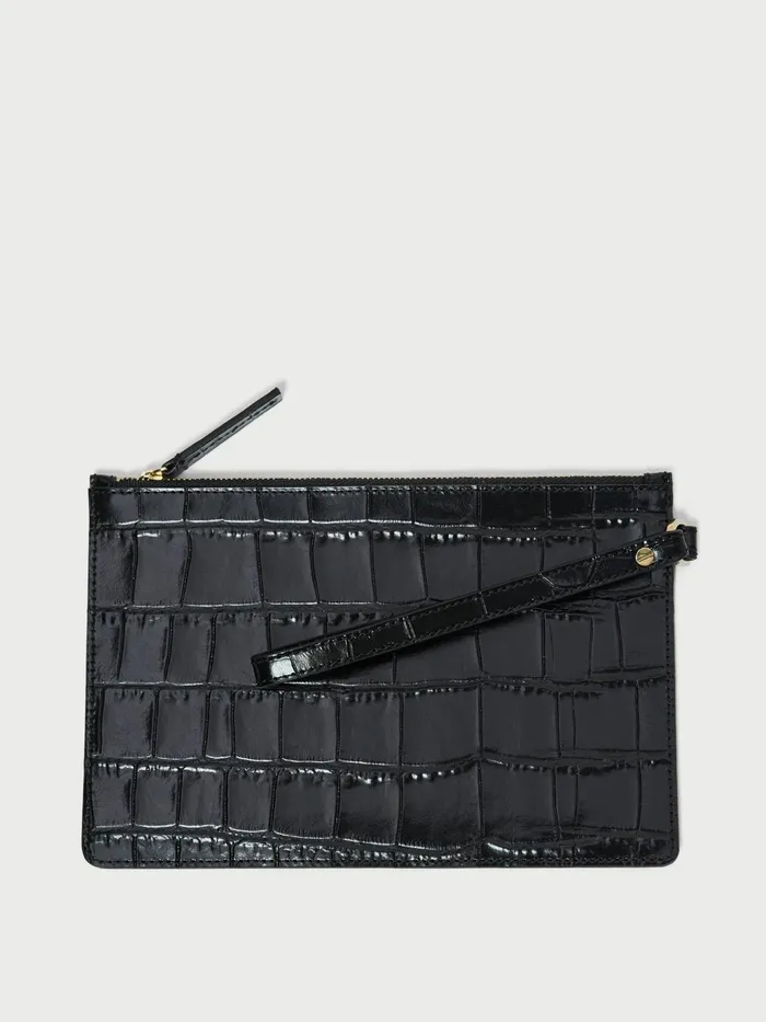 Jigsaw Bags and Clutches Women Henley Wristlet Clutch Leather Black