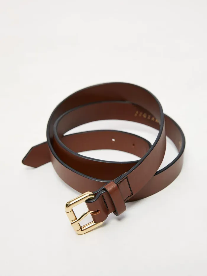Jigsaw Belts Women Leather Narrow Belt Cream