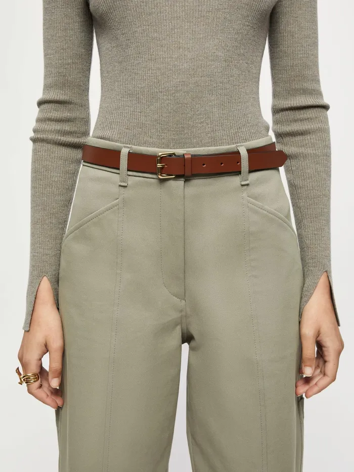 Jigsaw Belts Women Leather Narrow Belt Cream