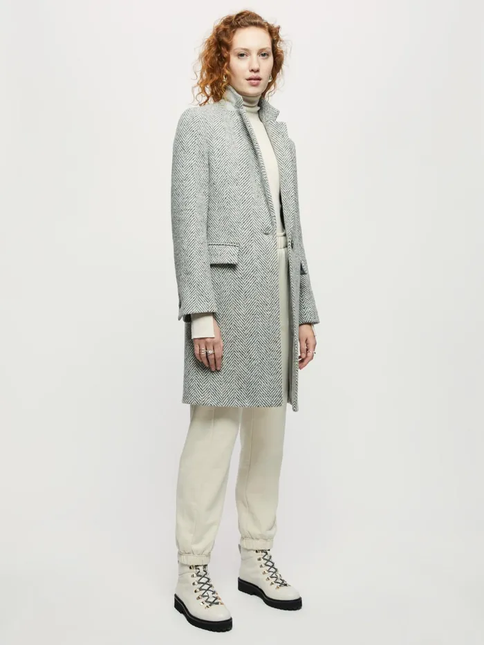 Jigsaw Coats Women Herringbone Relaxed City Coat Grey