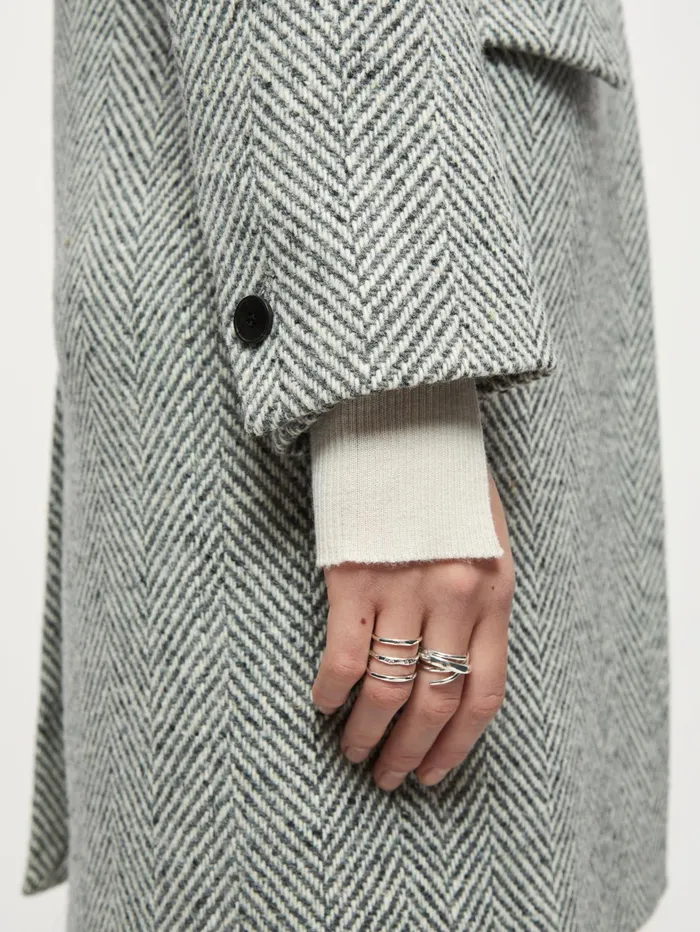 Jigsaw Coats Women Herringbone Relaxed City Coat Grey