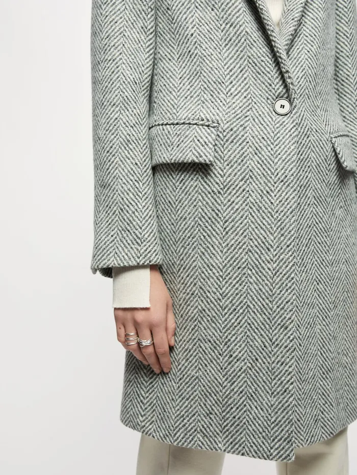 Jigsaw Coats Women Herringbone Relaxed City Coat Grey