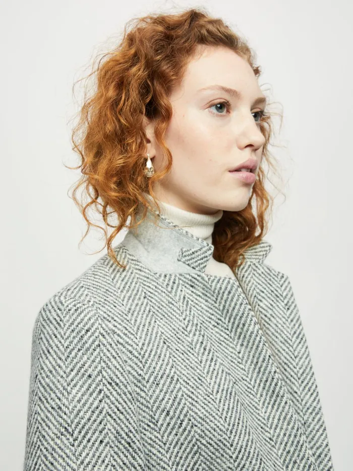 Jigsaw Coats Women Herringbone Relaxed City Coat Grey