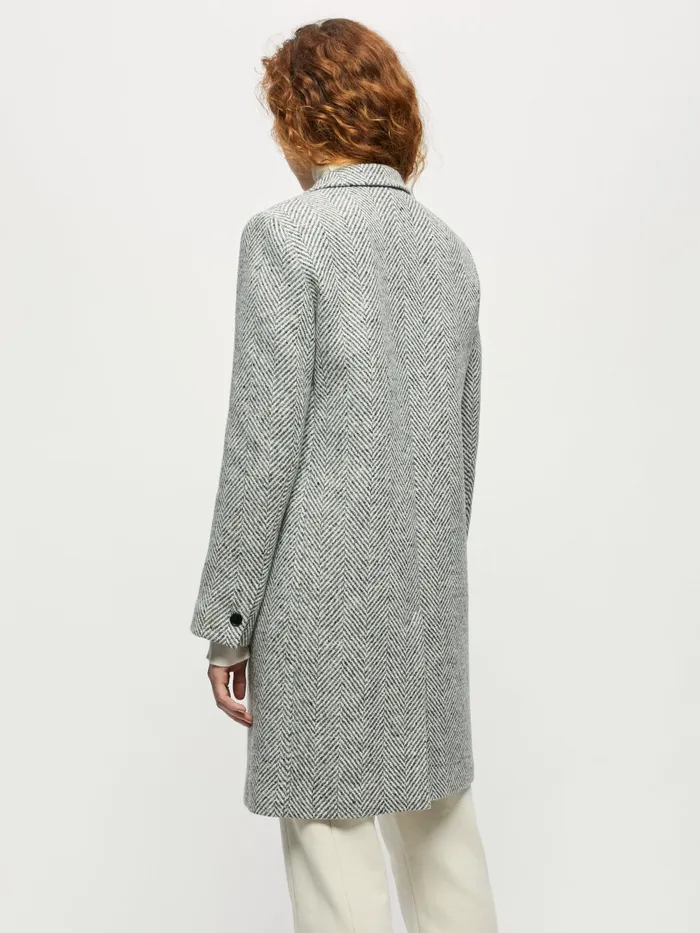 Jigsaw Coats Women Herringbone Relaxed City Coat Grey