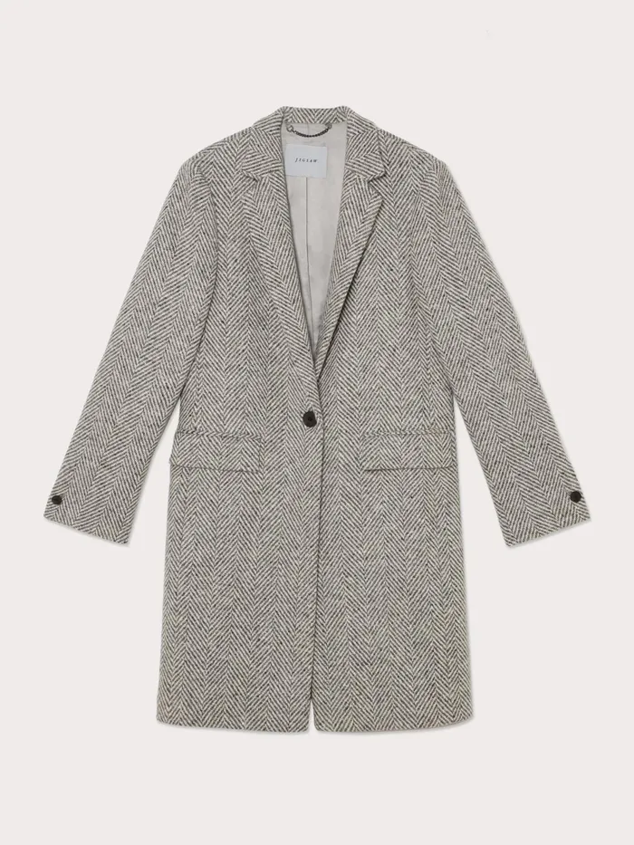 Jigsaw Coats Women Herringbone Relaxed City Coat Grey