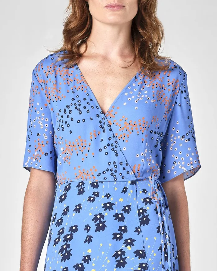 Jigsaw Dresses and Jumpsuits Women Animal Floral Print Wrap Dress Blue